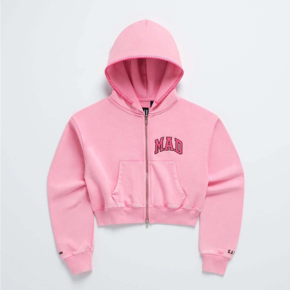 Madhappy Pink Cropped Zip-Up Hoodie